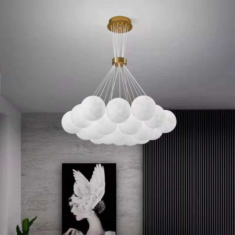 lustre nordique design planète lune avec bulles suspendu décoratif.