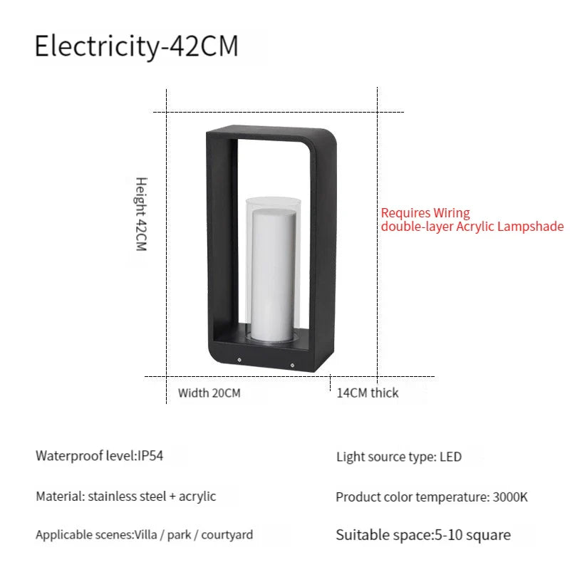 lampe de jardin solaire moderne pour éclairage extérieur décoratif.