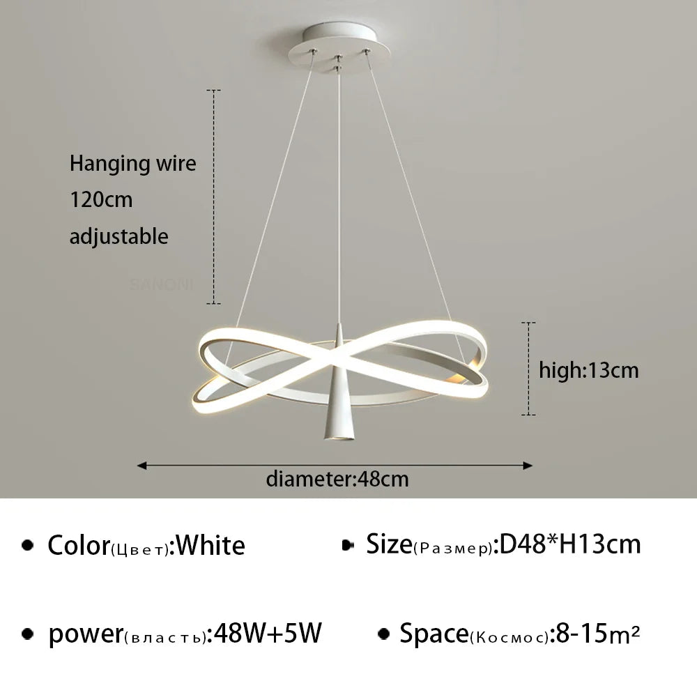 lustre suspendu à led moderne pour décoration intérieure élégante.