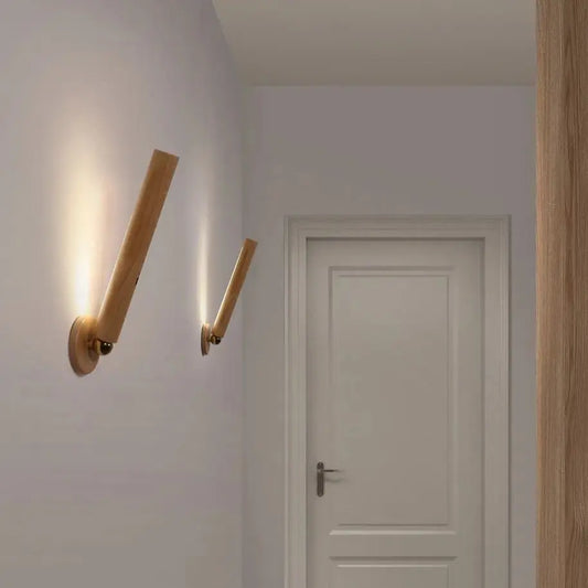 applique murale en bois avec chargement usb et luminosité réglable.