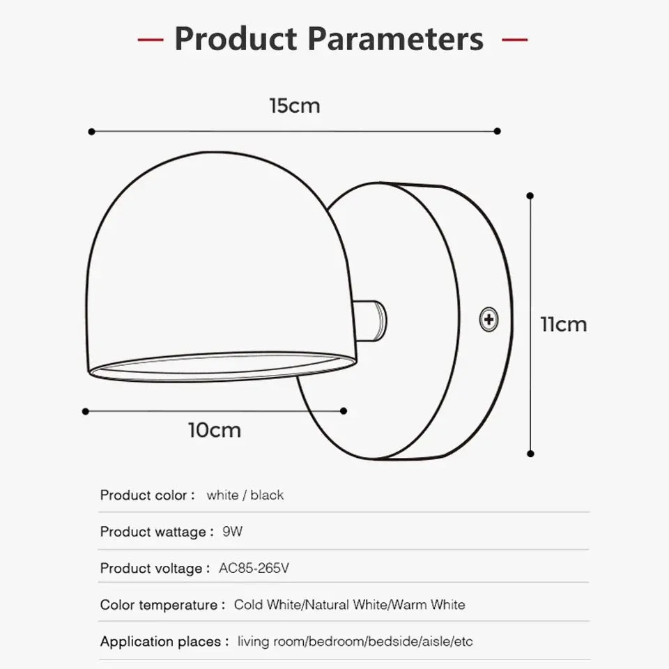 applique murale led avec variateur tactile et prise intégrée.