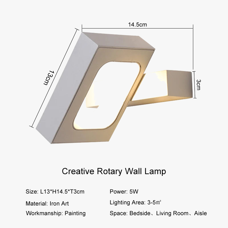 applique murale led moderne rotative pour décoration intérieure.