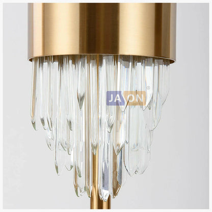 lampadaire design nordique en tissu fer et cristal.