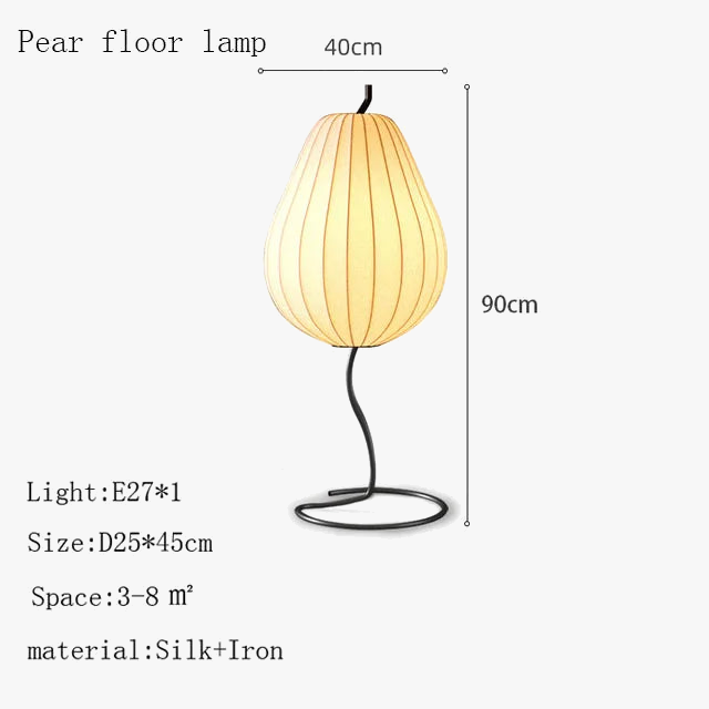 lampe de sol japonaise en soie design poire élégante et moderne.