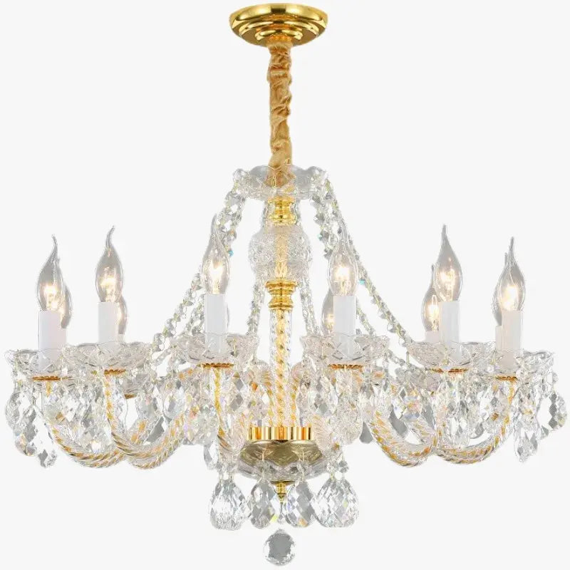 lustre en cristal doré pour décoration intérieure élégante.