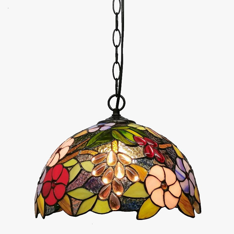 lustre floral en goutte style tiffany éclairage led pour café et restaurant.