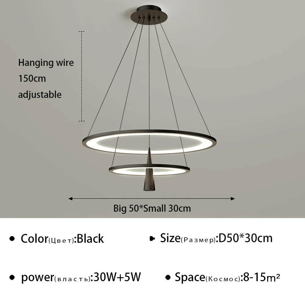 lustre suspendu à led moderne pour décoration intérieure élégante.