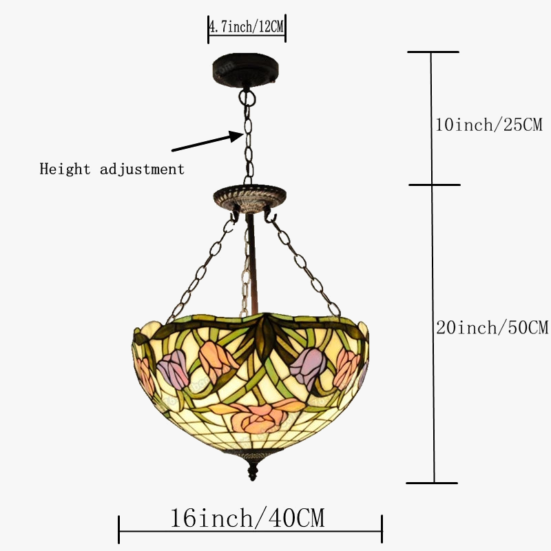 lustre tulipe en verre style tiffany pour salles élégantes et modernes.