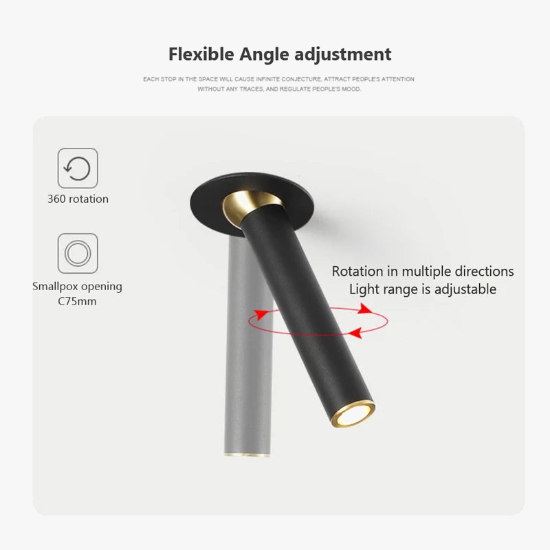 plafonnier led encastrable à angle rotatif pour intérieur.